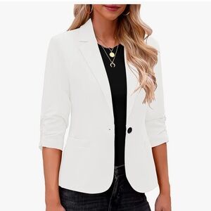 White Tailored Blazer with Notched Lapels